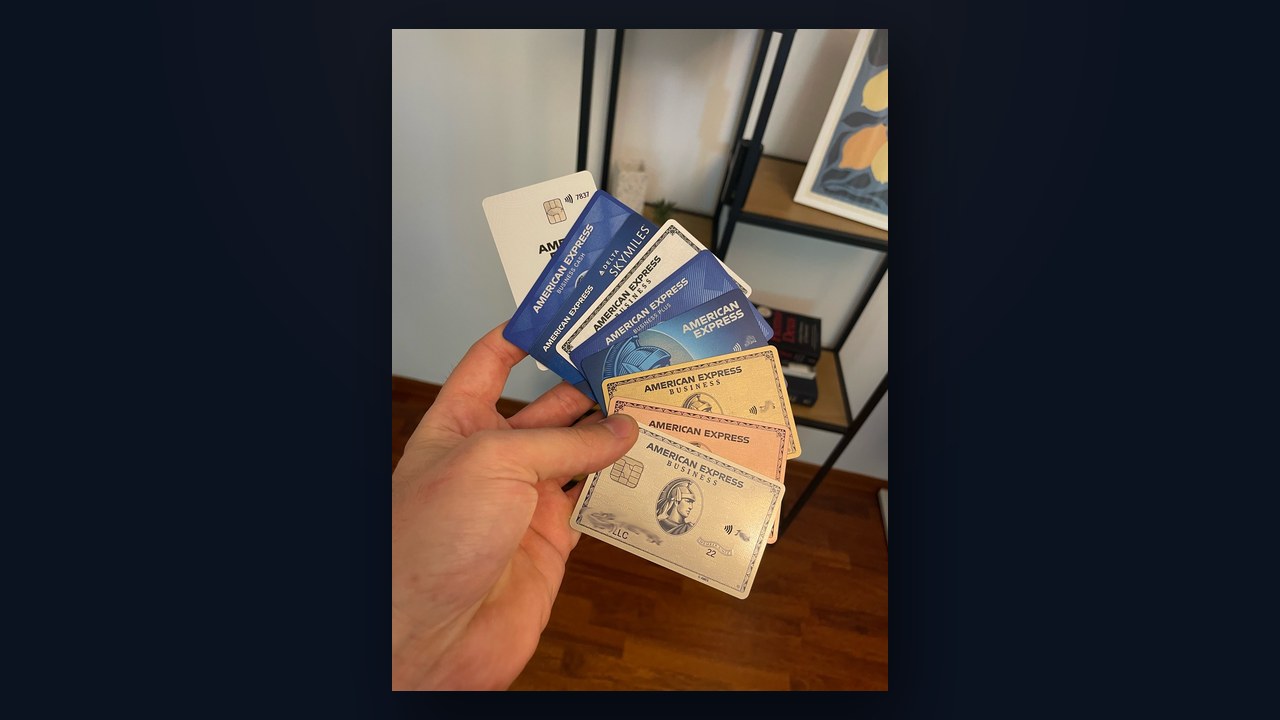 A fan of real American Express cards held by a non-resident founder